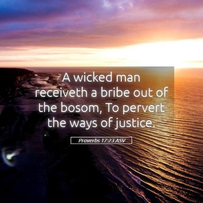 Picture 05 - Proverbs 17:23 ASV - A wicked man receiveth a bribe out of the bosom, - Bible Verse Picture