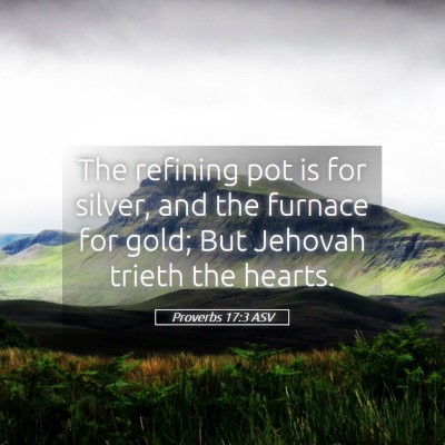 Picture 05 - Proverbs 17:3 ASV - The refining pot is for silver, and the furnace - Bible Verse Picture