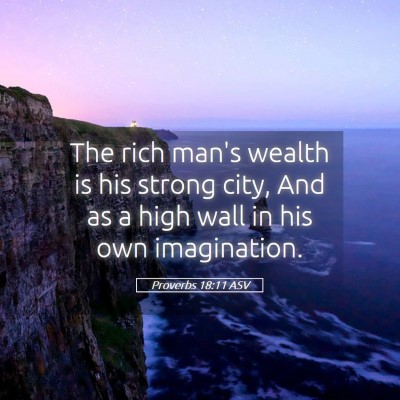 Picture 05 - Proverbs 18:11 ASV - The rich man's wealth is his strong city, And as - Bible Verse Picture