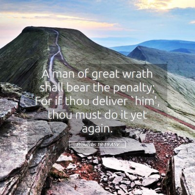 Picture 05 - Proverbs 19:19 ASV - A man of great wrath shall bear the penalty; For - Bible Verse Picture