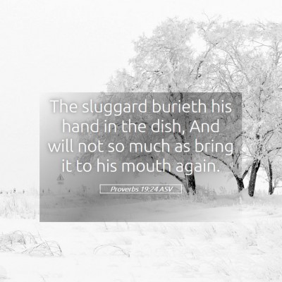 Picture 05 - Proverbs 19:24 ASV - The sluggard burieth his hand in the dish, And - Bible Verse Picture