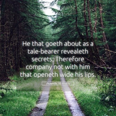 Picture 05 - Proverbs 20:19 ASV - He that goeth about as a tale-bearer revealeth - Bible Verse Picture