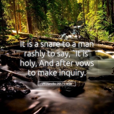 Picture 05 - Proverbs 20:25 ASV - It is a snare to a man rashly to say, `It is' - Bible Verse Picture