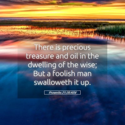 Picture 05 - Proverbs 21:20 ASV - There is precious treasure and oil in the - Bible Verse Picture