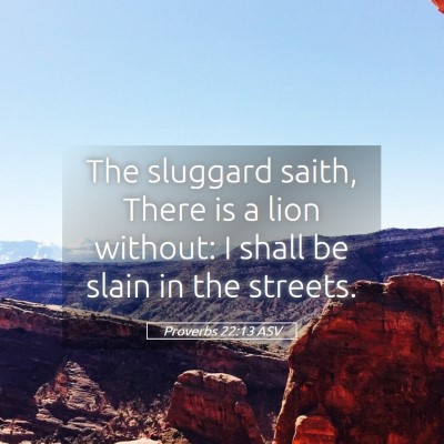 Picture 05 - Proverbs 22:13 ASV - The sluggard saith, There is a lion without: I - Bible Verse Picture