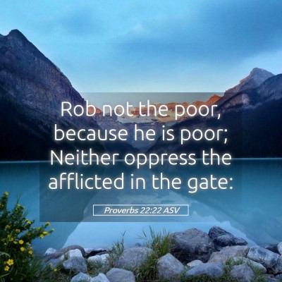 Picture 05 - Proverbs 22:22 ASV - Rob not the poor, because he is poor; Neither - Bible Verse Picture
