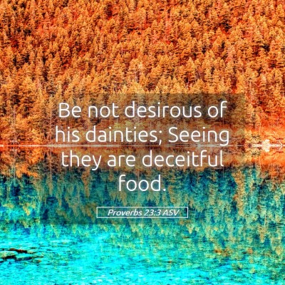 Picture 05 - Proverbs 23:3 ASV - Be not desirous of his dainties; Seeing they are - Bible Verse Picture