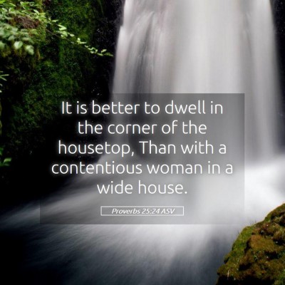 Picture 05 - Proverbs 25:24 ASV - It is better to dwell in the corner of the - Bible Verse Picture