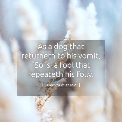 Picture 05 - Proverbs 26:11 ASV - As a dog that returneth to his vomit, `So is' a - Bible Verse Picture