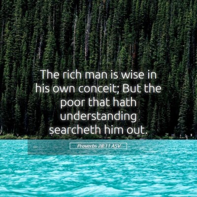 Picture 05 - Proverbs 28:11 ASV - The rich man is wise in his own conceit; But the - Bible Verse Picture