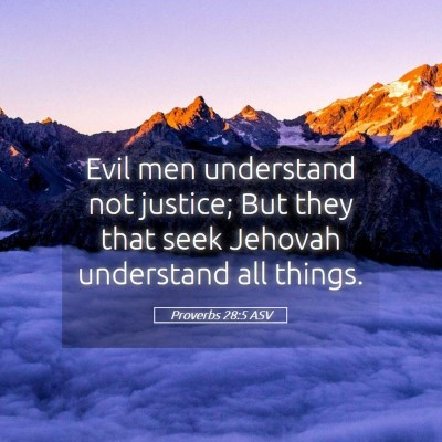 Picture 05 - Proverbs 28:5 ASV - Evil men understand not justice; But they that - Bible Verse Picture