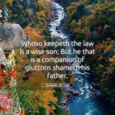 Picture 05 - Proverbs 28:7 ASV - Whoso keepeth the law is a wise son; But he that - Bible Verse Picture
