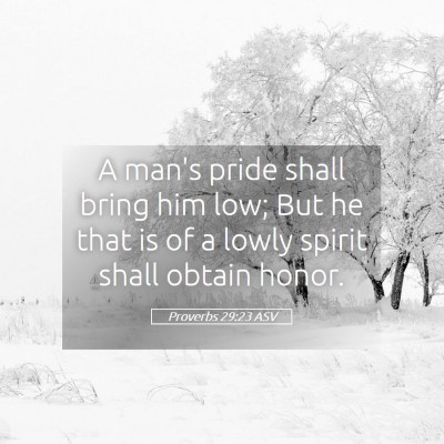 Picture 05 - Proverbs 29:23 ASV - A man's pride shall bring him low; But he that is - Bible Verse Picture