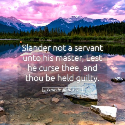 Picture 05 - Proverbs 30:10 ASV - Slander not a servant unto his master, Lest he - Bible Verse Picture