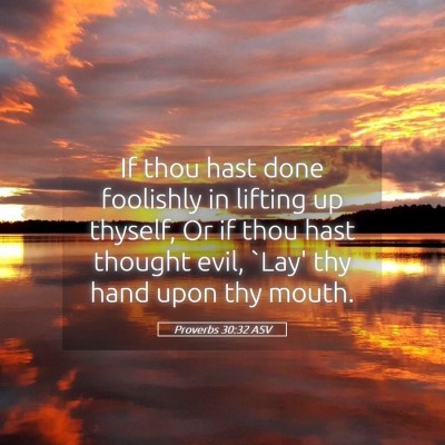 Picture 05 - Proverbs 30:32 ASV - If thou hast done foolishly in lifting up - Bible Verse Picture