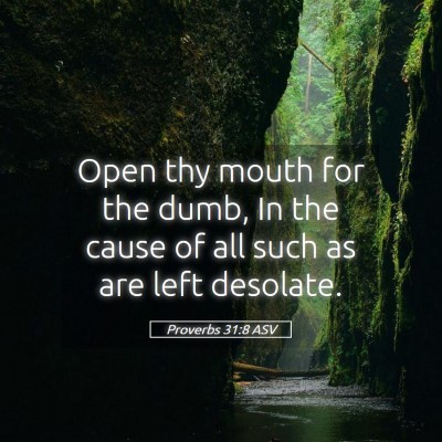Picture 05 - Proverbs 31:8 ASV - Open thy mouth for the dumb, In the cause of all - Bible Verse Picture