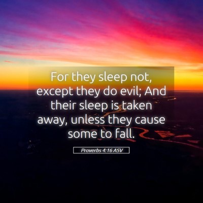 Picture 05 - Proverbs 4:16 ASV - For they sleep not, except they do evil; And - Bible Verse Picture