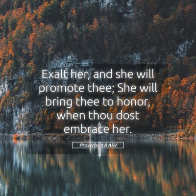 Picture 05 - Proverbs 4:8 ASV - Exalt her, and she will promote thee; She will - Bible Verse Picture