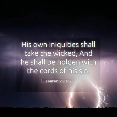 Picture 05 - Proverbs 5:22 ASV - His own iniquities shall take the wicked, And he - Bible Verse Picture
