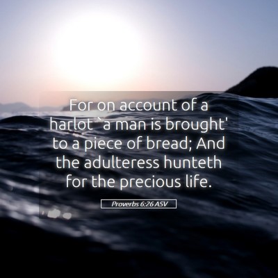 Picture 05 - Proverbs 6:26 ASV - For on account of a harlot `a man is brought' to - Bible Verse Picture