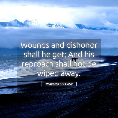 Picture 05 - Proverbs 6:33 ASV - Wounds and dishonor shall he get; And his - Bible Verse Picture