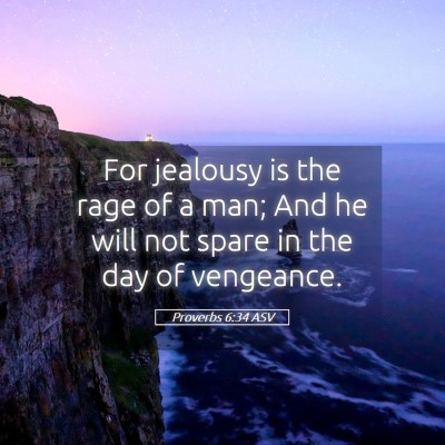 Picture 05 - Proverbs 6:34 ASV - For jealousy is the rage of a man; And he will - Bible Verse Picture