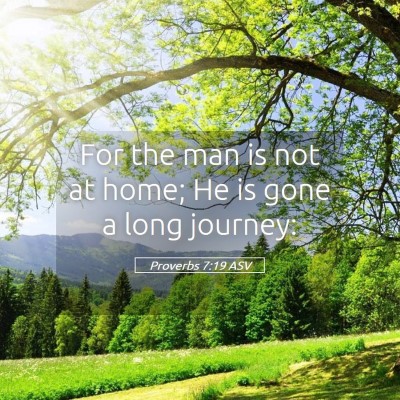 Picture 05 - Proverbs 7:19 ASV - For the man is not at home; He is gone a long - Bible Verse Picture