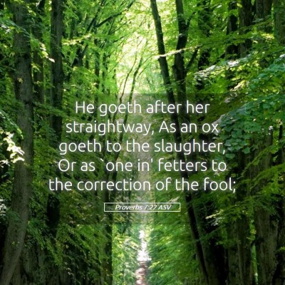 Picture 05 - Proverbs 7:22 ASV - He goeth after her straightway, As an ox goeth to - Bible Verse Picture