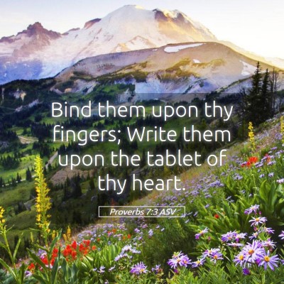 Picture 05 - Proverbs 7:3 ASV - Bind them upon thy fingers; Write them upon the - Bible Verse Picture