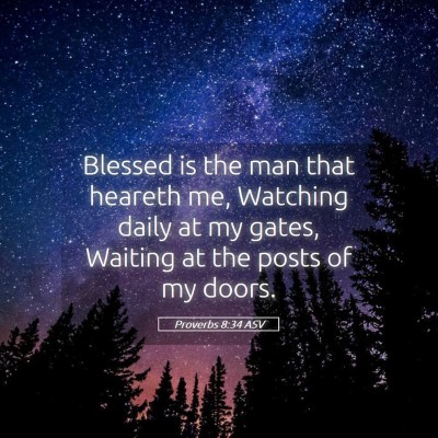 Picture 05 - Proverbs 8:34 ASV - Blessed is the man that heareth me, Watching - Bible Verse Picture