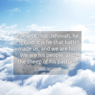 Picture 05 - Psalms 100:3 ASV - Know ye that Jehovah, he is God: It is he that - Bible Verse Picture