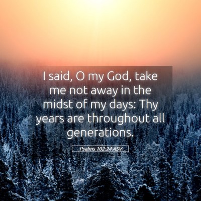 Picture 05 - Psalms 102:24 ASV - I said, O my God, take me not away in the midst - Bible Verse Picture