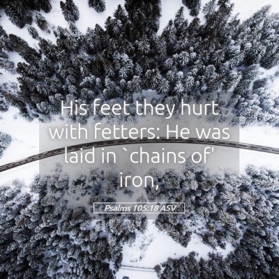 Picture 05 - Psalms 105:18 ASV - His feet they hurt with fetters: He was laid in - Bible Verse Picture