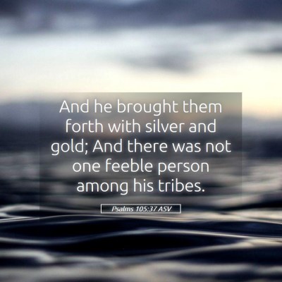 Picture 05 - Psalms 105:37 ASV - And he brought them forth with silver and gold; - Bible Verse Picture