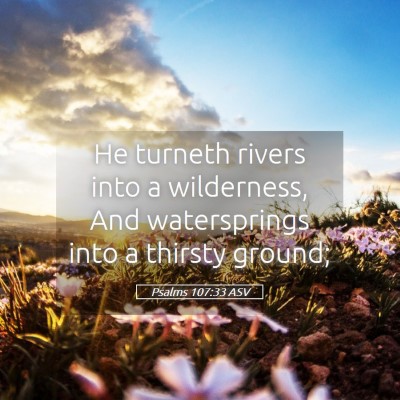 Picture 05 - Psalms 107:33 ASV - He turneth rivers into a wilderness, And - Bible Verse Picture