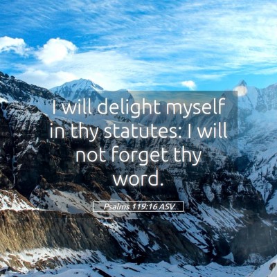 Picture 05 - Psalms 119:16 ASV - I will delight myself in thy statutes: I will not - Bible Verse Picture