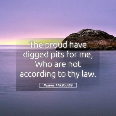 Picture 05 - Psalms 119:85 ASV - The proud have digged pits for me, Who are not - Bible Verse Picture