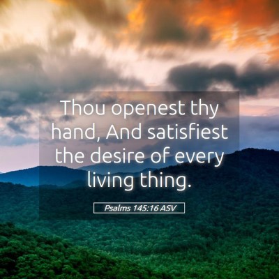 Picture 05 - Psalms 145:16 ASV - Thou openest thy hand, And satisfiest the desire - Bible Verse Picture