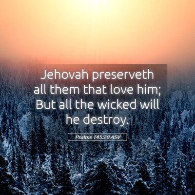 Picture 05 - Psalms 145:20 ASV - Jehovah preserveth all them that love him; But - Bible Verse Picture