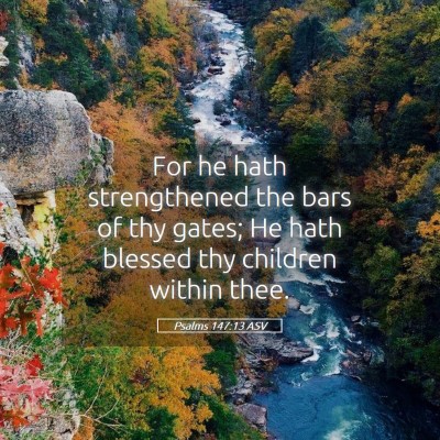 Picture 05 - Psalms 147:13 ASV - For he hath strengthened the bars of thy gates; - Bible Verse Picture
