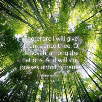 Picture 05 - Psalms 18:49 ASV - Therefore I will give thanks unto thee, O - Bible Verse Picture