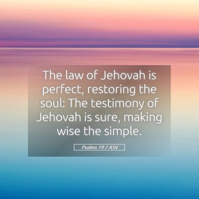 Picture 05 - Psalms 19:7 ASV - The law of Jehovah is perfect, restoring the - Bible Verse Picture