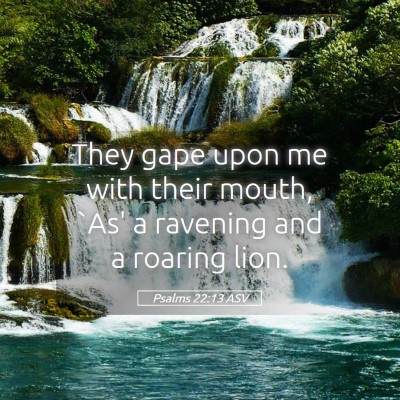 Picture 05 - Psalms 22:13 ASV - They gape upon me with their mouth, `As' a - Bible Verse Picture