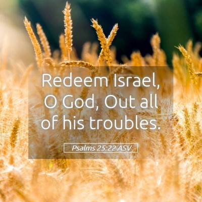 Picture 05 - Psalms 25:22 ASV - Redeem Israel, O God, Out all of his - Bible Verse Picture