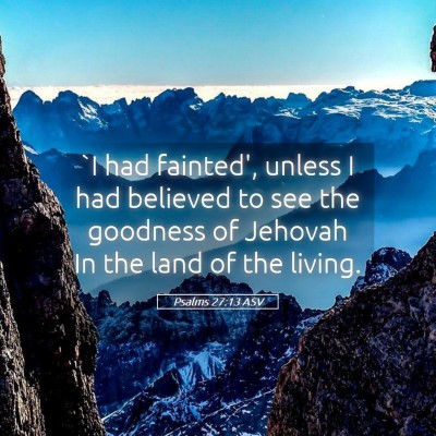 Picture 05 - Psalms 27:13 ASV - `I had fainted', unless I had believed to see the - Bible Verse Picture