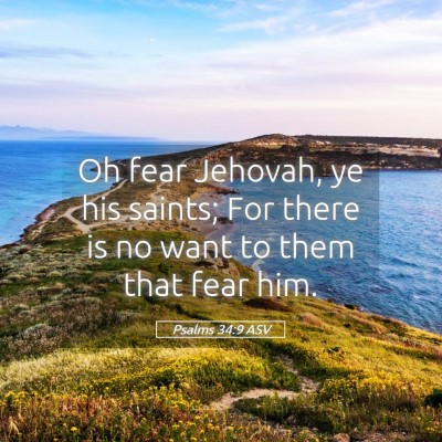 Picture 05 - Psalms 34:9 ASV - Oh fear Jehovah, ye his saints; For there is no - Bible Verse Picture