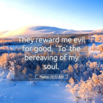 Picture 05 - Psalms 35:12 ASV - They reward me evil for good, `To' the bereaving - Bible Verse Picture