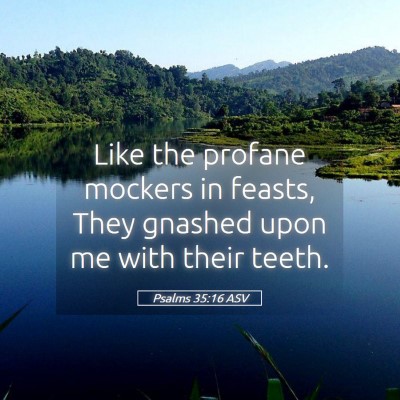 Picture 05 - Psalms 35:16 ASV - Like the profane mockers in feasts, They gnashed - Bible Verse Picture