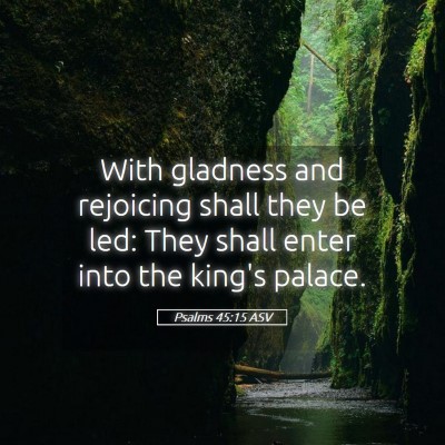 Picture 05 - Psalms 45:15 ASV - With gladness and rejoicing shall they be led: - Bible Verse Picture
