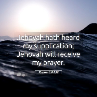 Picture 05 - Psalms 6:9 ASV - Jehovah hath heard my supplication; Jehovah will - Bible Verse Picture
